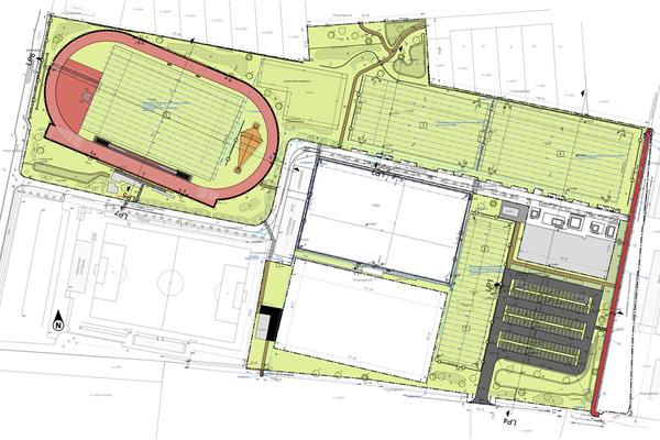 Aménagement parc sportif Wereldakker avec terrains de football en gazon naturel et synthétique et piste d'athlétisme - Sportinfrabouw NV